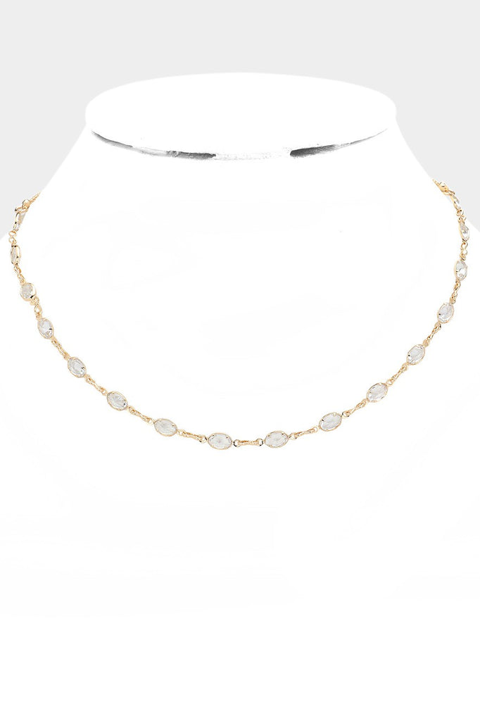 Oval Stone Collar Necklace