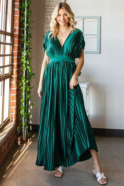 green pleated one shoulder dress Green One Shoulder Pleated Charmeuse Gown with Slit
