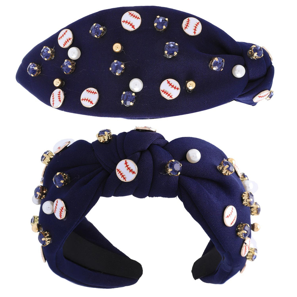 Baseball Embellished Knot Headband, 2 Colors