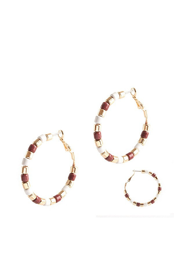 Small Beaded Hoops, 4 Colors