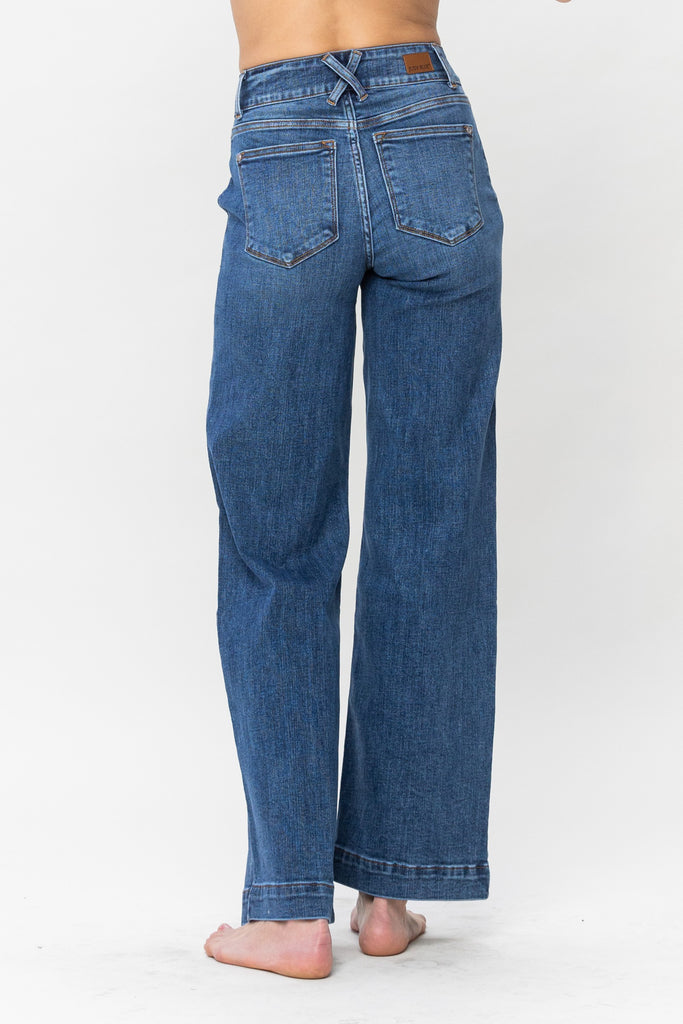 Judy Blue Wide Leg Double Button Jeans