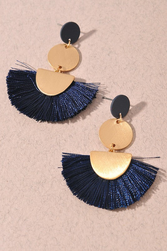 Drop Tassel Fan Earrings, 3 Colors