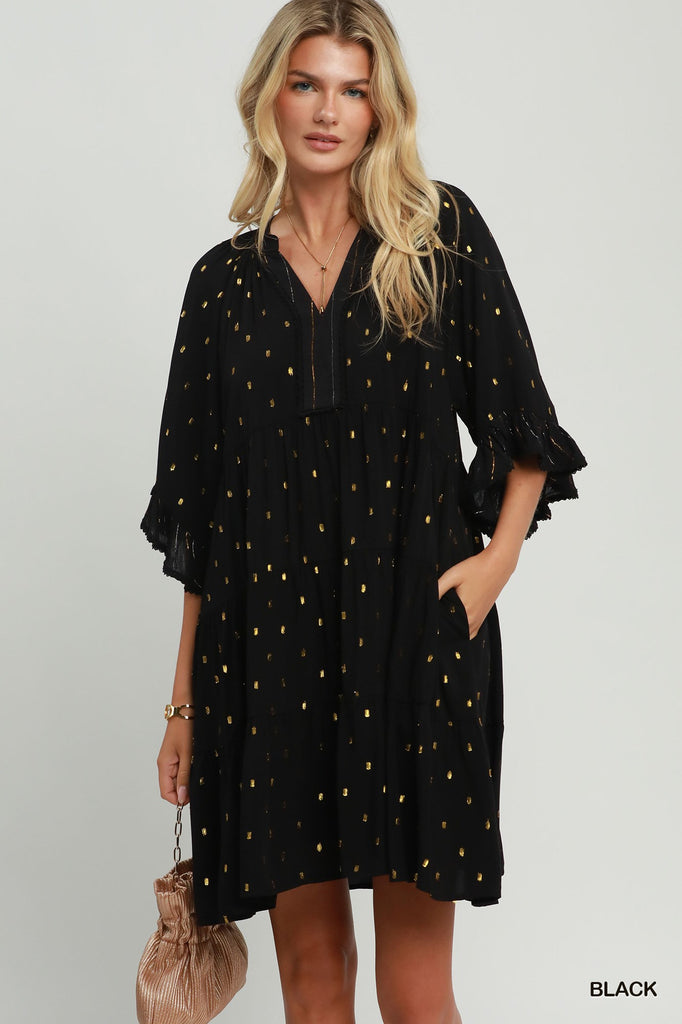 black dress with gold polka dots Dot – Striped Box Boutique shein gold sequin dress