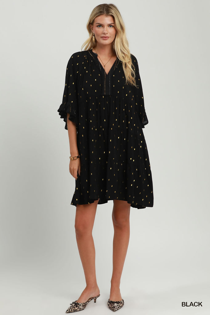 Black Gold Dot Dress – Striped Box Boutique