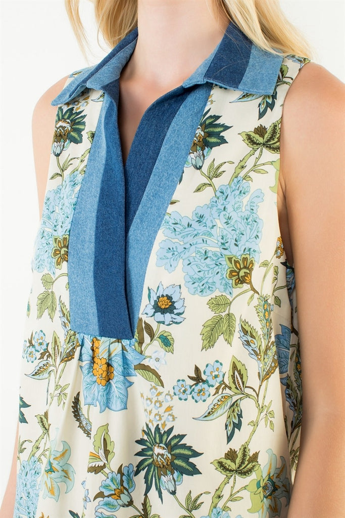 denim sunflower dress Denim Trim Sunflower Dress