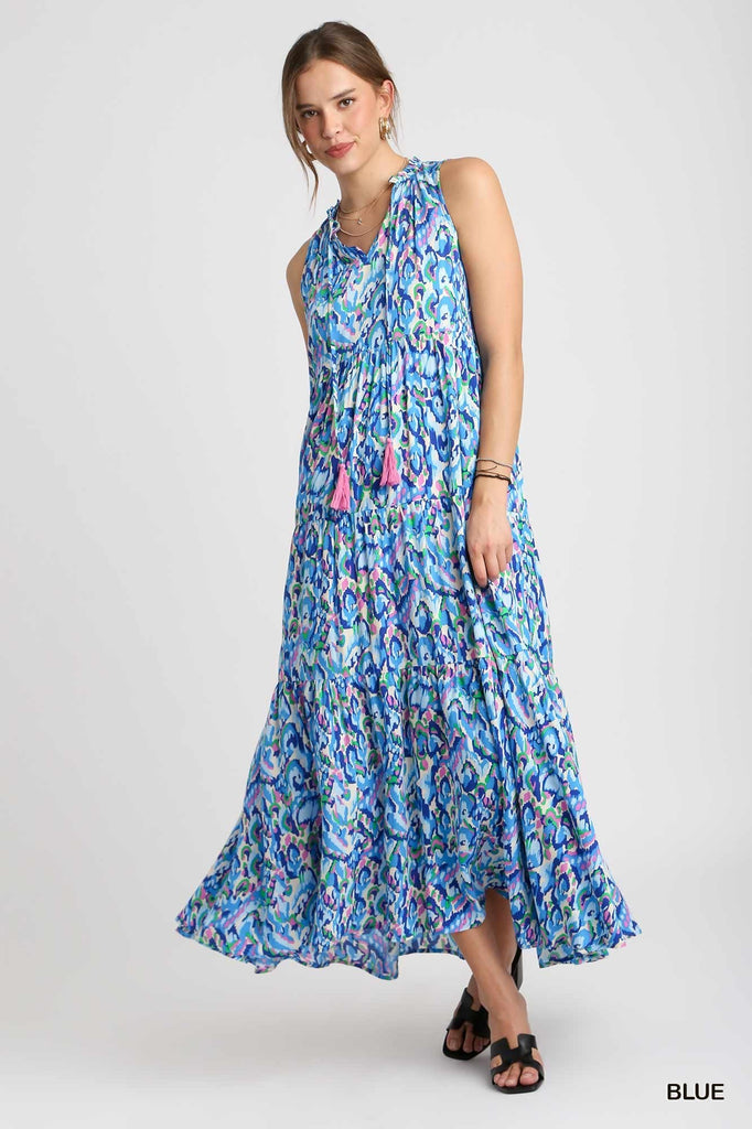 Anthropologie Blue Floral Maxi Dress