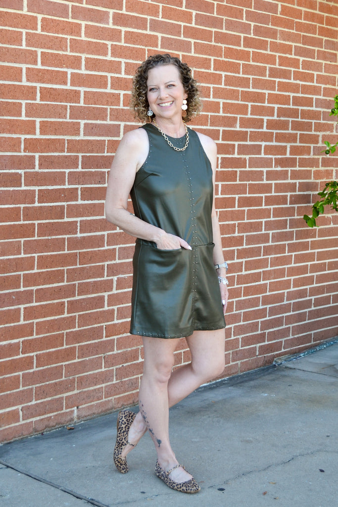 leather studded dress Faux LON