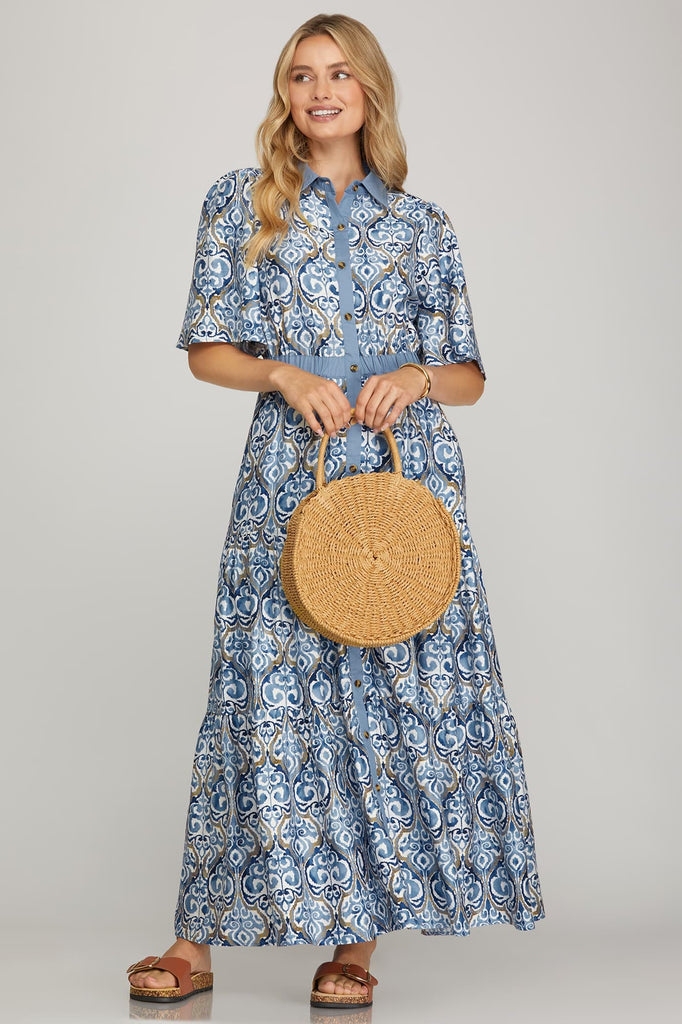 Blue Brown Swirl Dress Blue Brown Swirl Dress