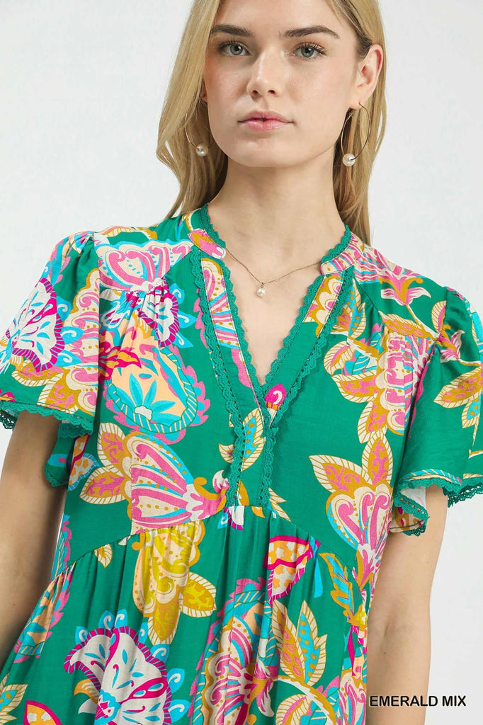 Emerald Boho Floral Dress Emerald Boho Floral Dress
