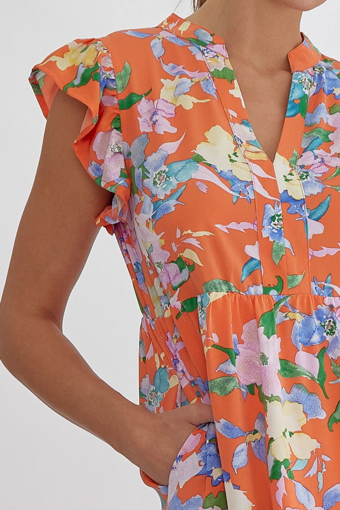 Tropical Floral Tea Time Tiered Dress