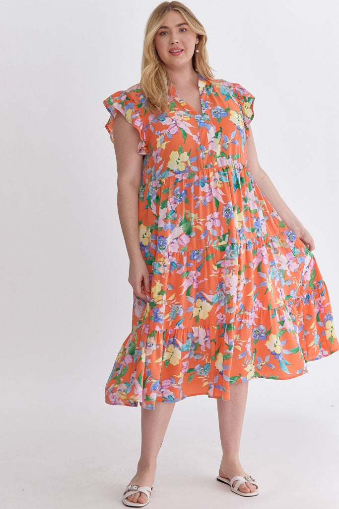 Tropical Floral Tea Time Tiered Dress