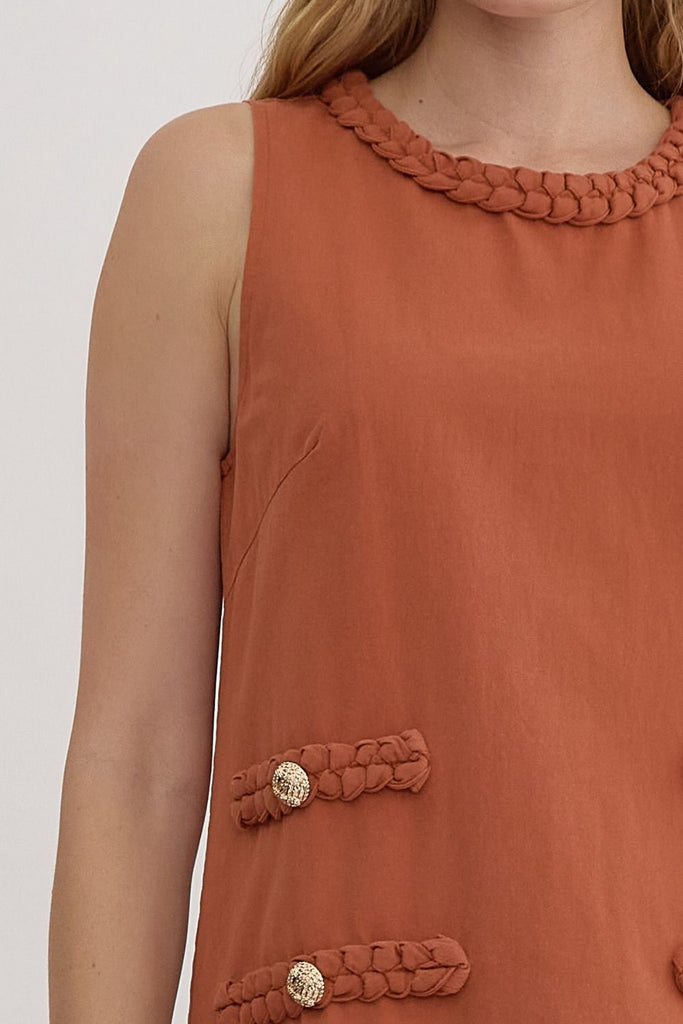 Rust Braided Denim Dress