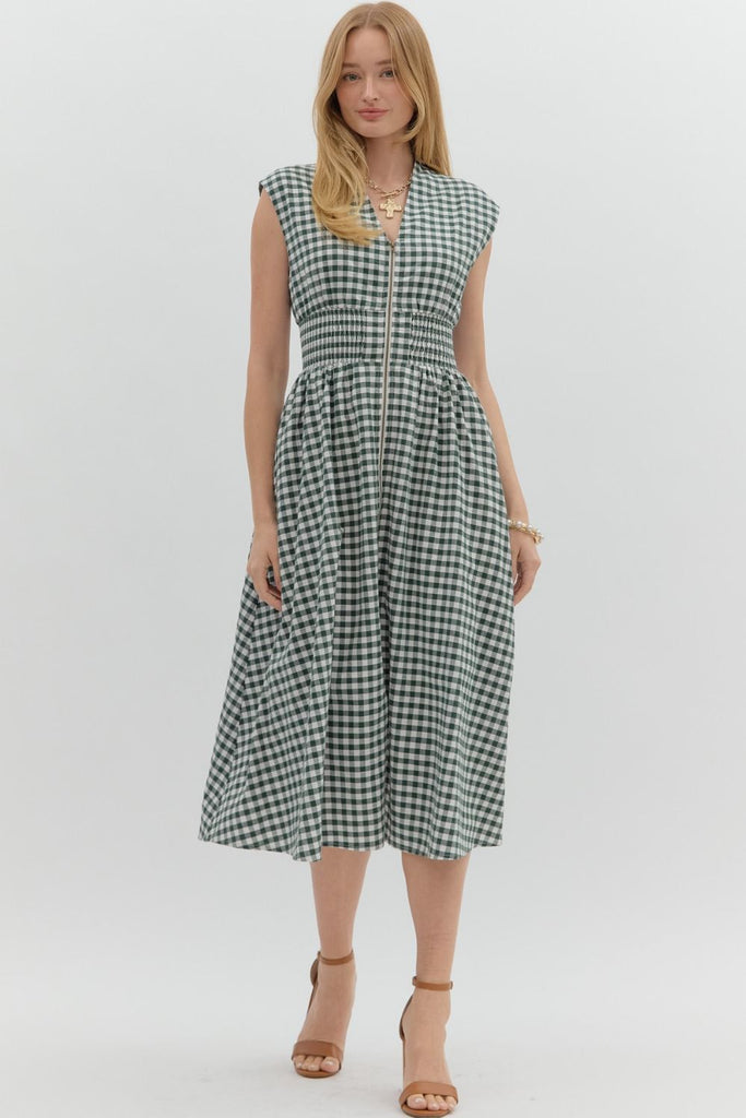Green Check Savannah Dress Striped Box Boutique Green Check Savannah Dress Striped Box Boutique