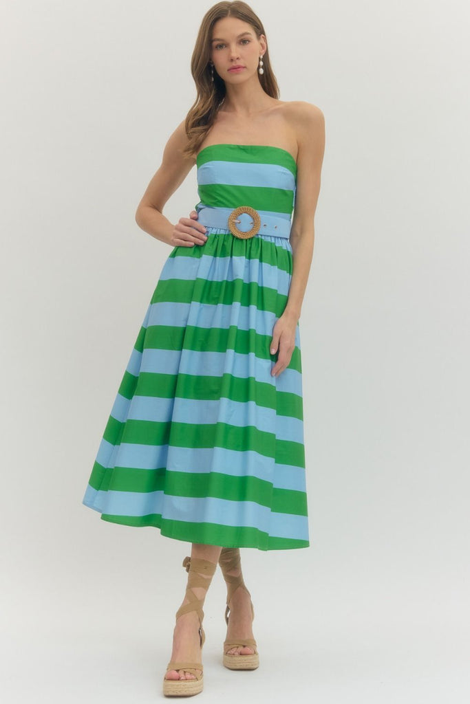 Green & Blue Color Block Dress Striped Box Boutique Green & Blue Color Block Dress Striped Box Boutique