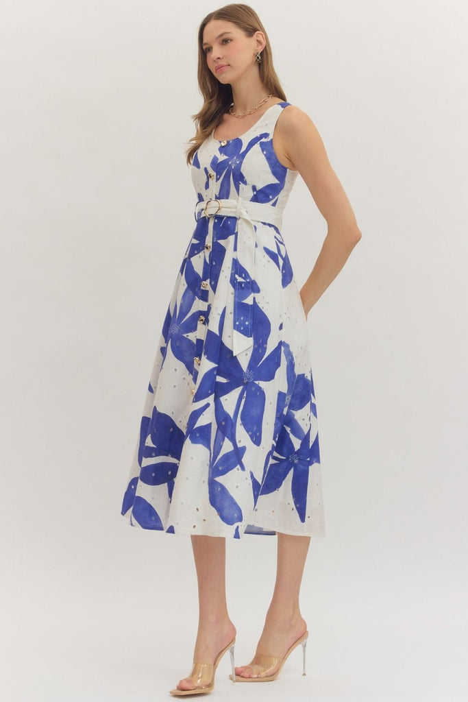 Blue Botanical Eyelet Dress Striped Box Boutique Blue Botanical Eyelet Dress Striped Box Boutique