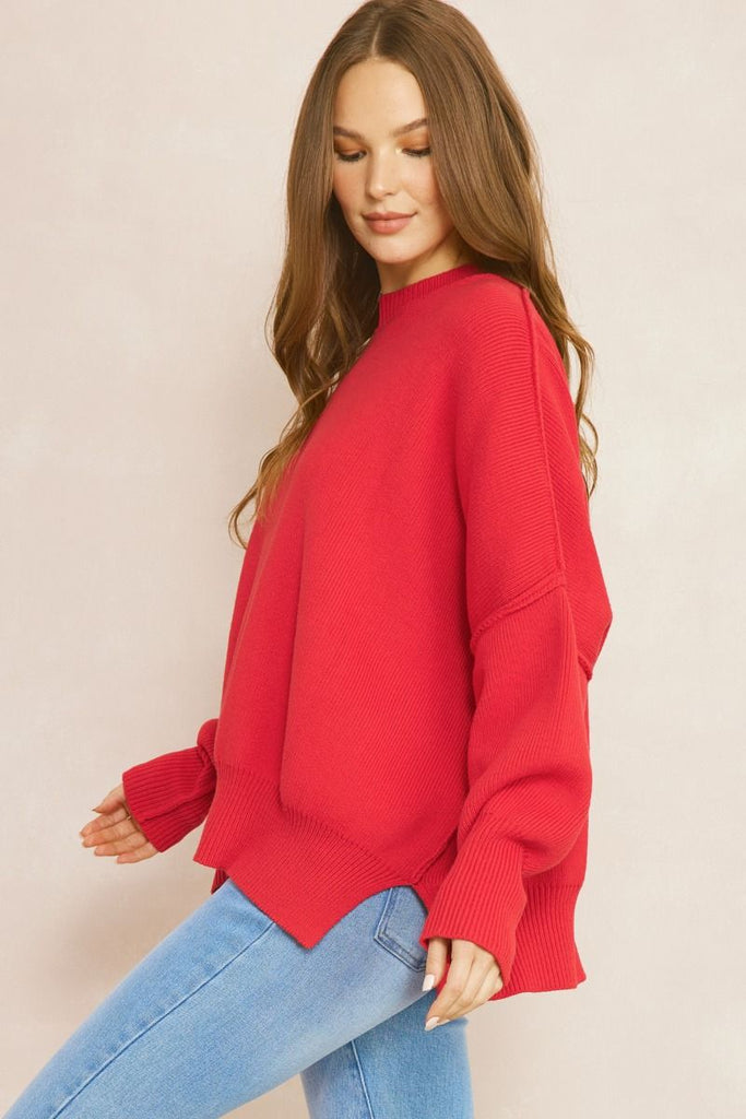 Red Relaxed Fit Sweater