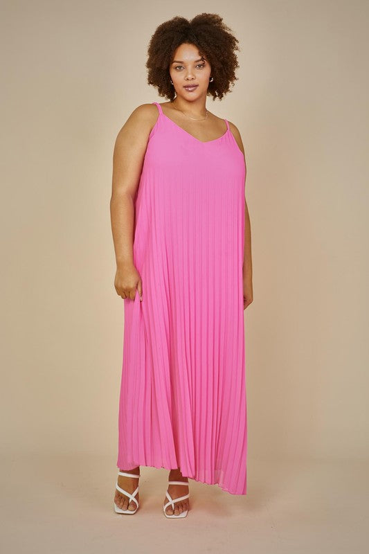 zzz Pink Pleated Maxi
