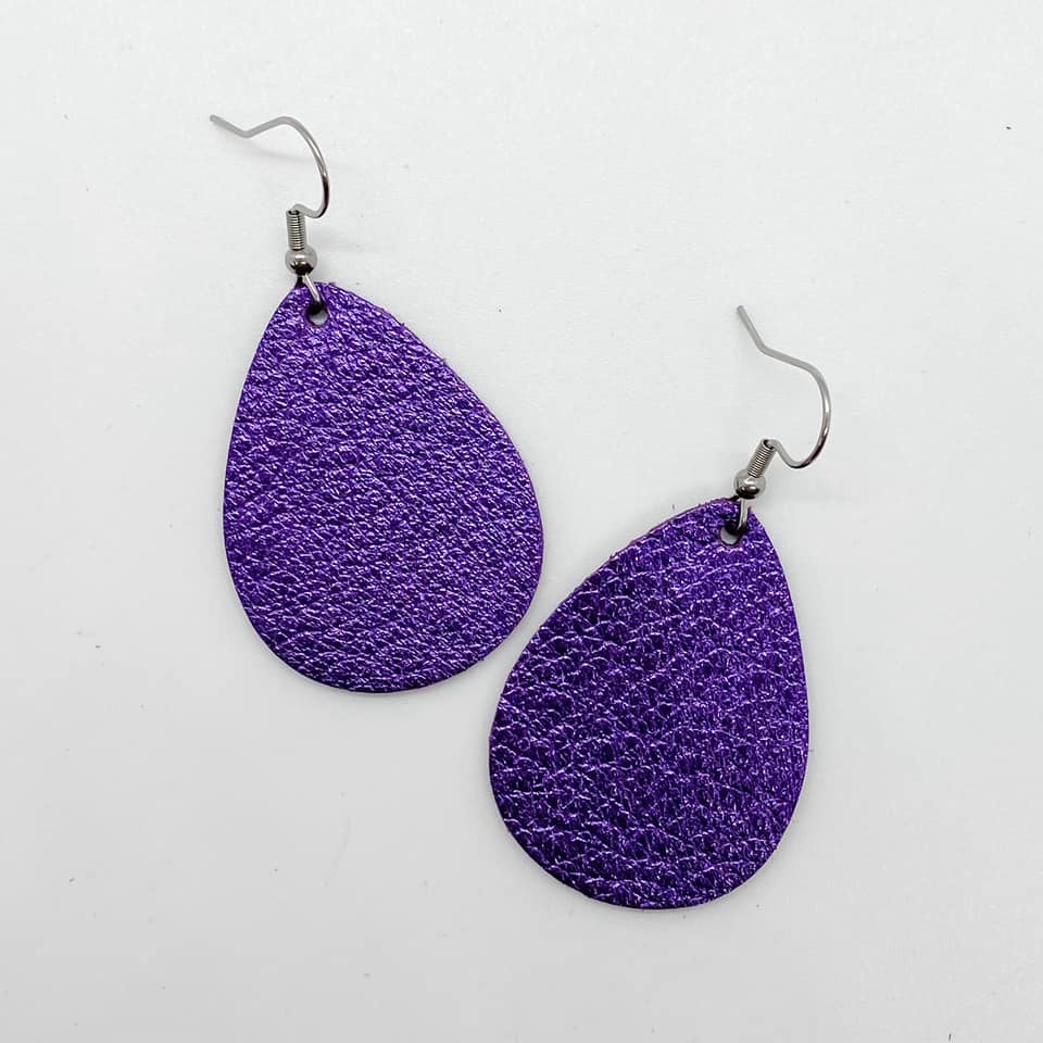 Purple Leather Earrings