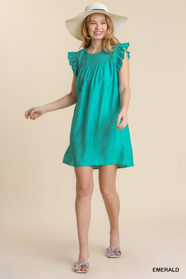Emerald Flutter Dress