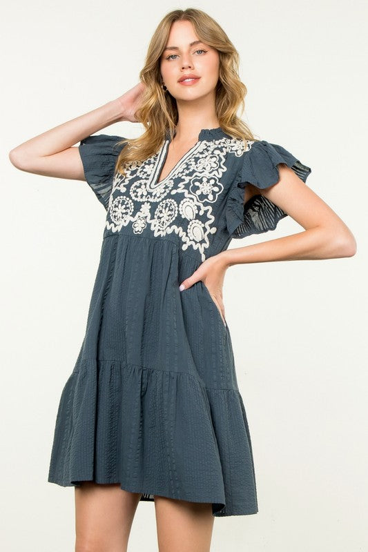 Frankie Embroidered Flutter Dress