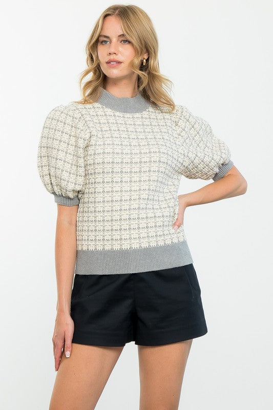 Cream Houndstooth Sweater