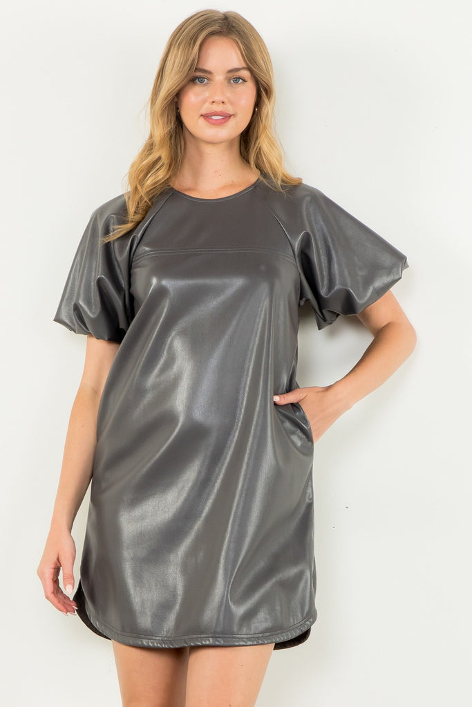 Charcoal Vegan Leather Dress