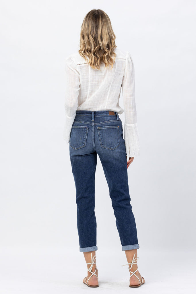 Judy Blue Cuffed Midrise Boyfriend Jeans