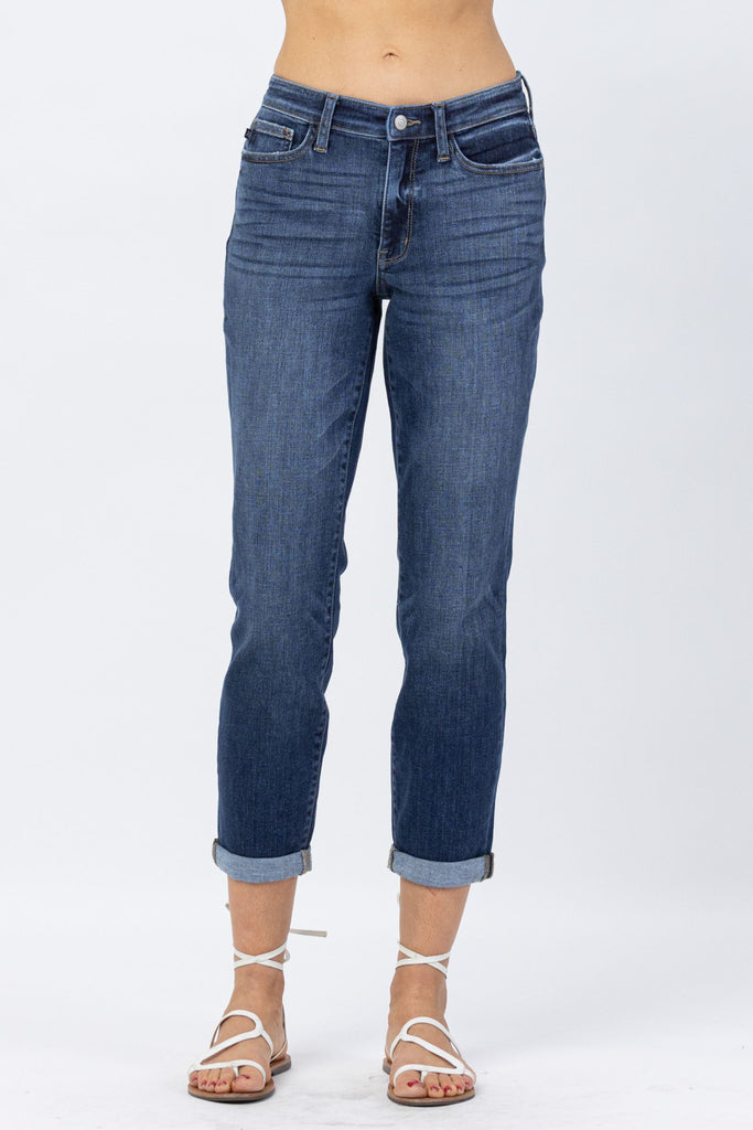 Judy Blue Cuffed Midrise Boyfriend Jeans