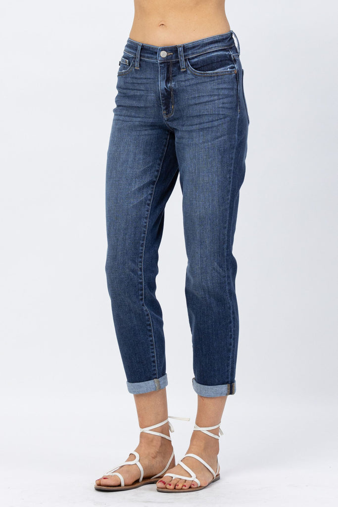 Judy Blue Cuffed Midrise Boyfriend Jeans