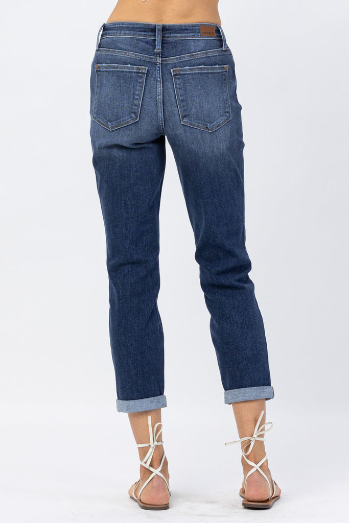 Judy Blue Cuffed Midrise Boyfriend Jeans