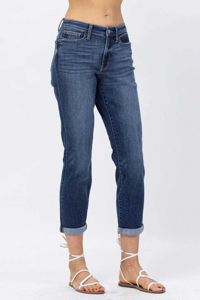 Judy Blue Cuffed Midrise Boyfriend Jeans