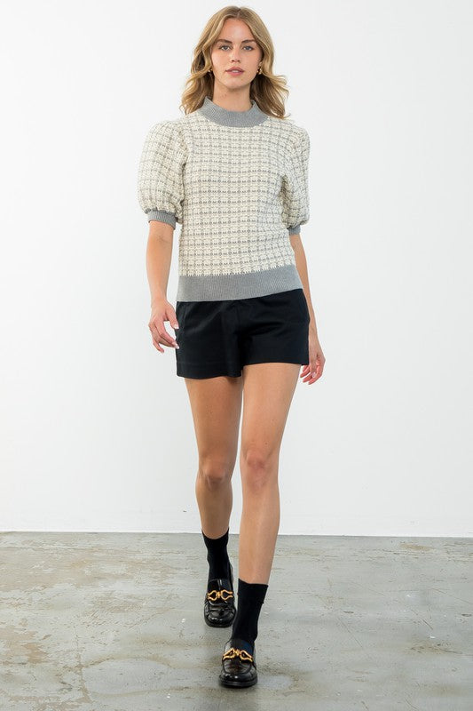 Cream Houndstooth Sweater