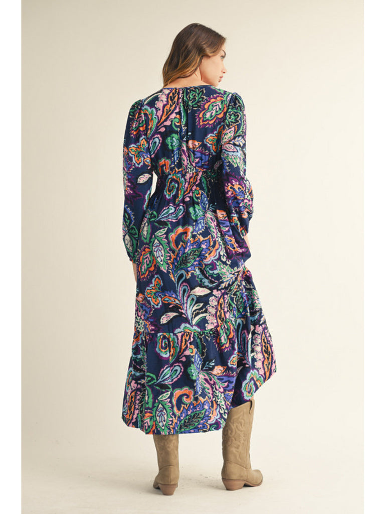 Navy Paisley Dress