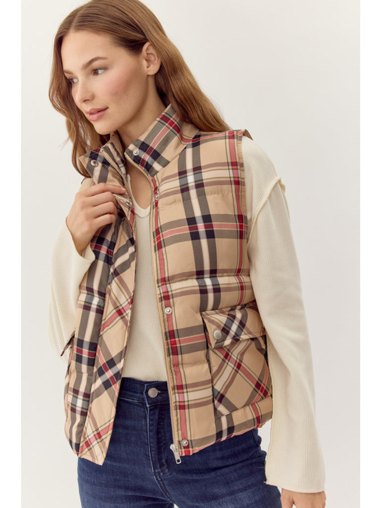 Plaid Puff Vest