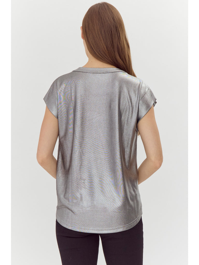 Silver Metallic Top