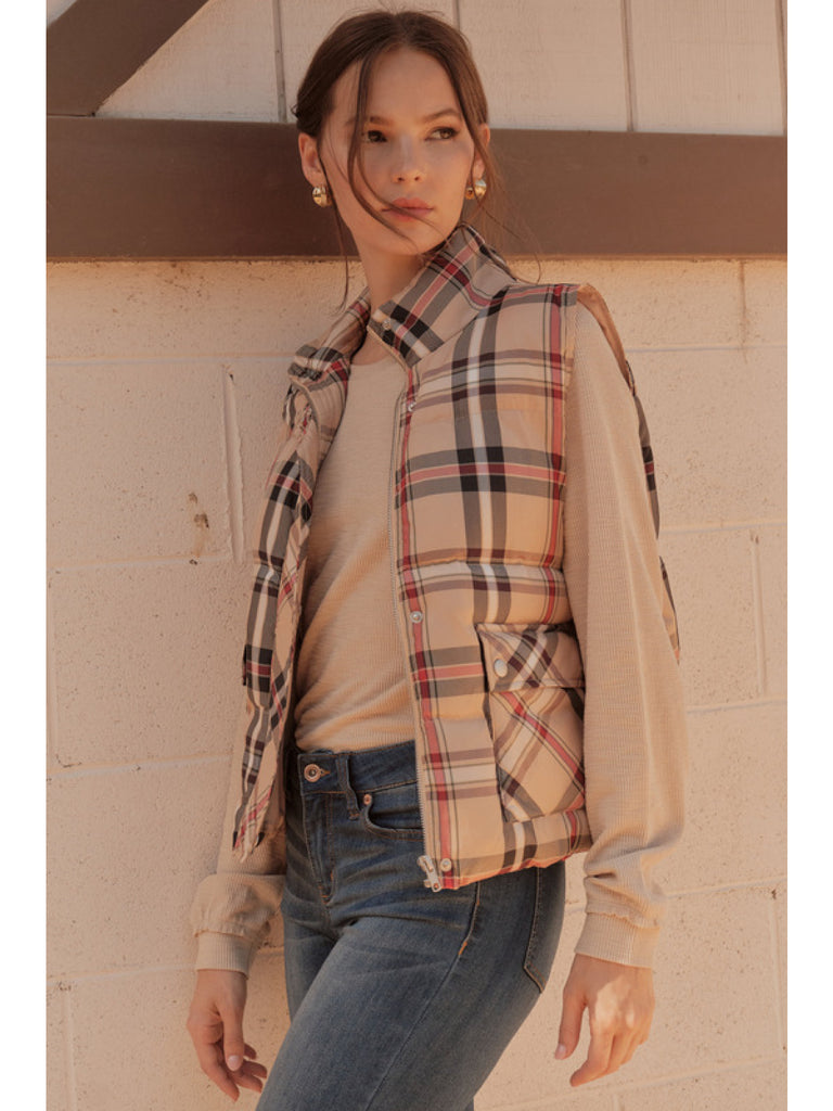 Plaid Puff Vest