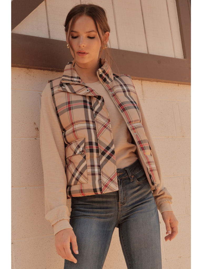 Plaid Puff Vest