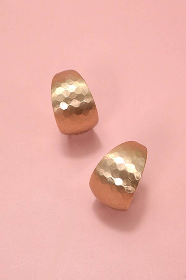 Hammered Chunky Huggie Earrings