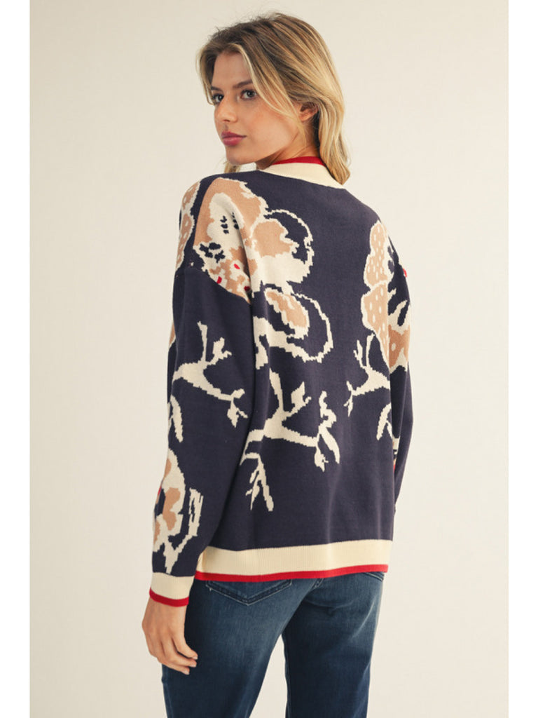 Navy Floral Sweater