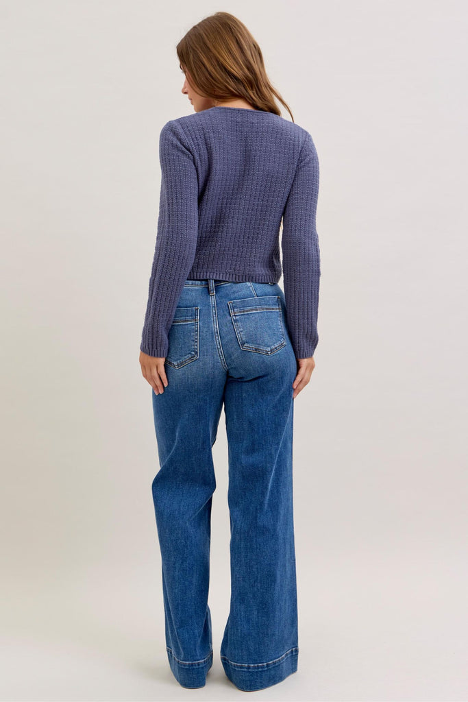 Judy Blue Mid Rise Trouser Wide Leg Dark