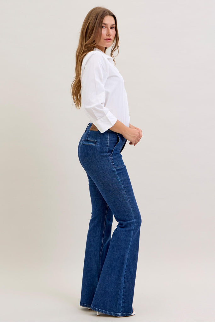 Judy Blue High Rise Flare Patch Pockets