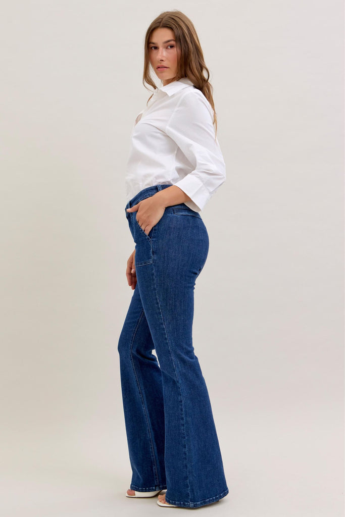 Judy Blue High Rise Flare Patch Pockets