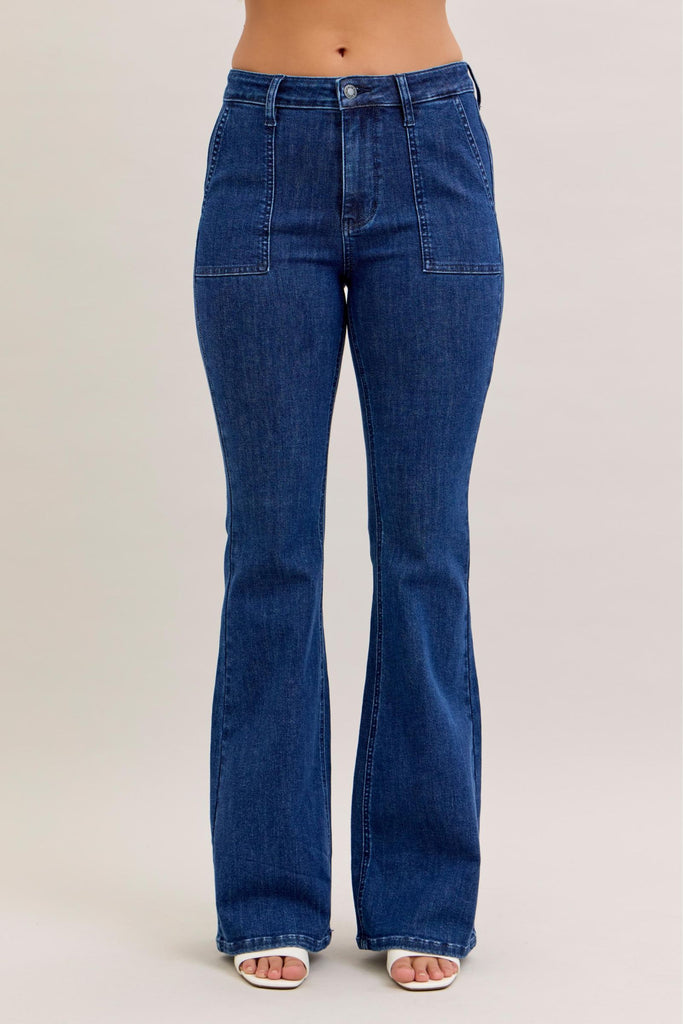 Judy Blue High Rise Flare Patch Pockets