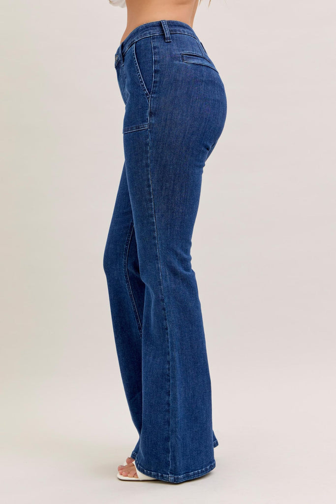 Judy Blue High Rise Flare Patch Pockets