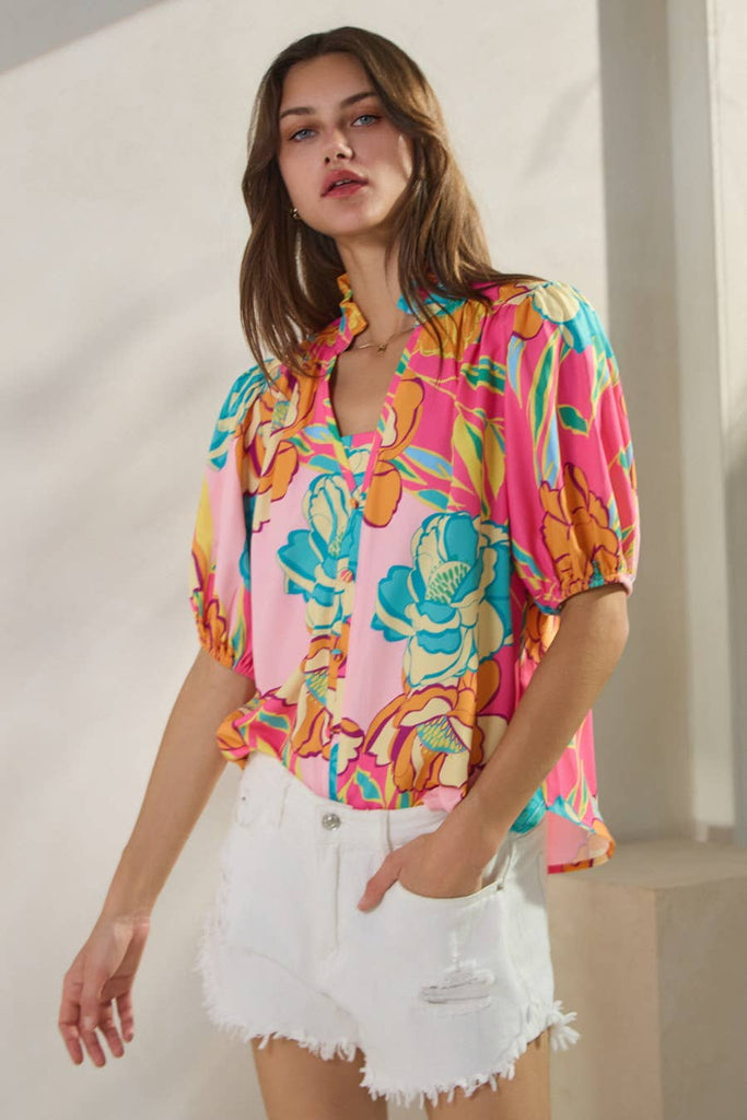 Bold Floral Printed Blouse