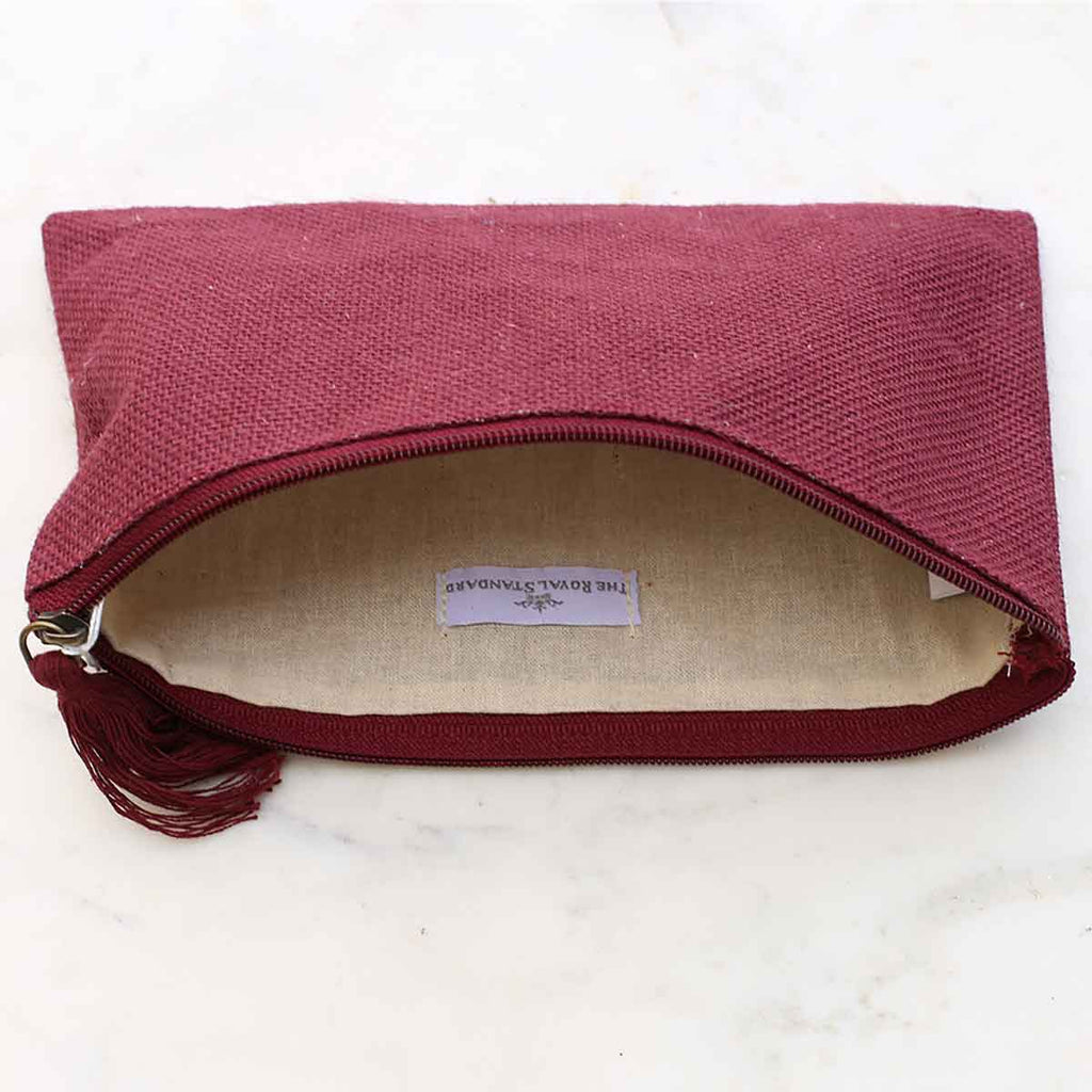 Jute Cosmetic Bag, Maroon