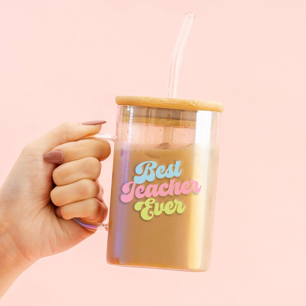 Square Glass Cup Best Teacher Ever
