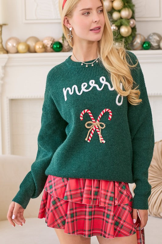 Green Merry Candy Cane Sweater