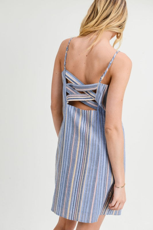 Misty Blue Striped Dress Large Misty Blue Striped Dress Large