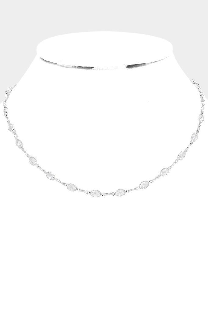 Oval Stone Collar Necklace